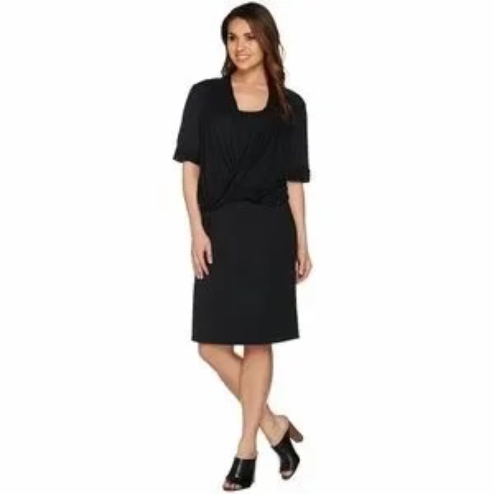 H By Halston, Drape Knit Twist front sheath dress